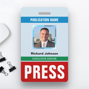 Badge Carte d'identité de journaliste photographe de pre