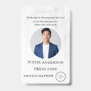 Badge Carte d'identité de journaliste photographe de pre