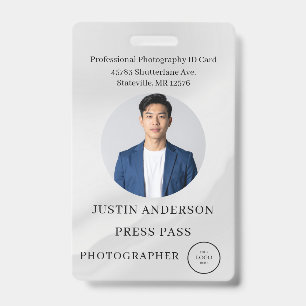 Badge Carte d'identité de journaliste photographe de pre