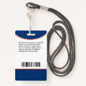 Badge Carte d'identité de la fille d'un élève de l'école (Derrière avec lanière)