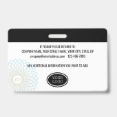 Badge Carte d'identité de la Garde de sécurité privée pe (Dos)