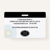 Badge Carte d'identité de la Garde de sécurité privée pe (Dos)