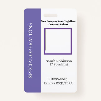 Badge Carte d'identité de la société avec code-barres