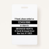 Badge Carte d'identité de l'assistant médical personnali (Dos)