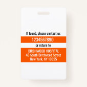 Badge Carte d'identité de l'assistant médical personnali (Dos)