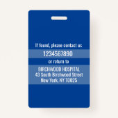 Badge Carte d'identité de l'assistant médical personnali (Dos)