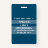 Badge Carte d'identité de l'assistant médical personnali (Dos)