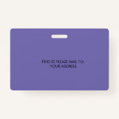 Badge Carte d'identité de l'école d'enseignement à domic (Dos)