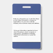 Badge Carte d'identité de l'école du logo photo de l'emp (Back)