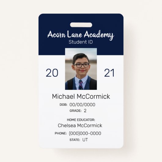 Badge Carte d'identité de l'élève de la Marine Propre (Devant)