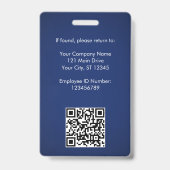 Badge Carte d'identité de l'employé avec code QR et logo (Arrière)