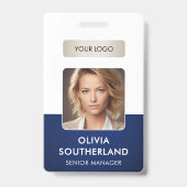 Badge Carte d'identité de l'employé avec code QR et logo (Avant)