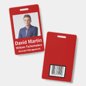 Badge Carte d'identité de l'employé avec des détails per (Avant & arrière)