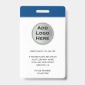 Badge Carte d'identité de l'employé avec nom, photo, log (Arrière)