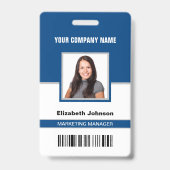 Badge Carte d'identité de l'employé avec nom, photo, log (Avant)