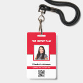 Badge Carte d'identité de l'employé avec nom, photo, log (Avant avec lanière)