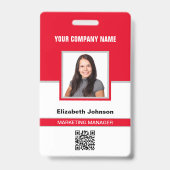 Badge Carte d'identité de l'employé avec nom, photo, log (Avant)
