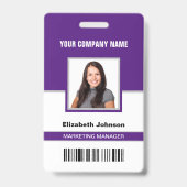 Badge Carte d'identité de l'employé avec nom, photo, log (Avant)