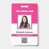 Badge Carte d'identité de l'employé avec nom, photo, log (Avant)