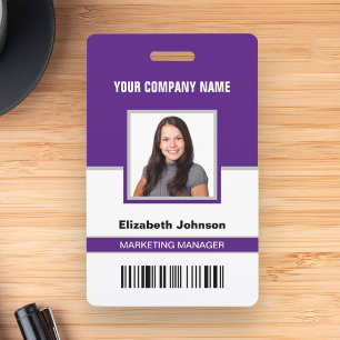Badge Carte d'identité de l'employé avec nom, photo, log
