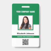 Badge Carte d'identité de l'employé avec nom, photo, log (Avant)
