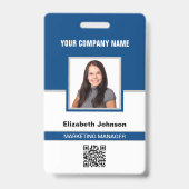 Badge Carte d'identité de l'employé avec nom, photo, log (Avant)