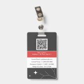 Badge Carte d'identité de l'employé avec photo et code Q (Arrière avec clip)