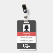 Badge Carte d'identité de l'employé avec photo et code Q (Avant avec clip)