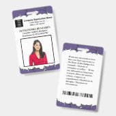 Badge Carte d'identité de l'employé avec photo, logo et (Avant & arrière)