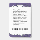 Badge Carte d'identité de l'employé avec photo, logo et (Arrière)