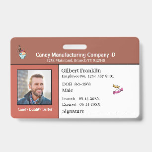 Badge Carte d'identité de l'employé avec photo personnal