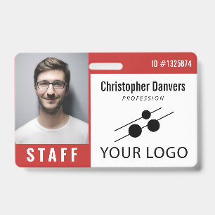 Badge Carte d'identité de l'employé blanc rouge photo et