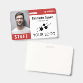 Badge Carte d'identité de l'employé blanc rouge photo et (Avant & arrière)