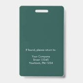 Badge Carte d'identité de l'employé Blanc Vert (Arrière)