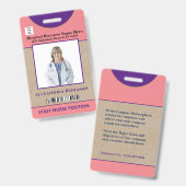 Badge Carte d'identité de l'employé Code-barres Logo Pho (Avant & arrière)