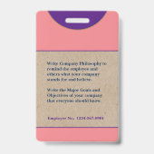 Badge Carte d'identité de l'employé Code-barres Logo Pho (Arrière)