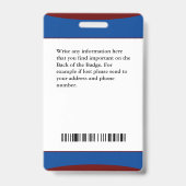 Badge Carte d'identité de l'employé de l'entreprise (Arrière)