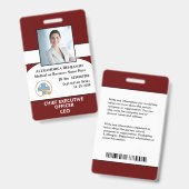 Badge Carte d'identité de l'employé de l'hôpital (Avant & arrière)