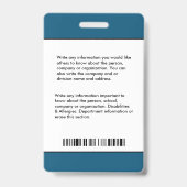 Badge Carte d'identité de l'employé de l'hôpital (Arrière)