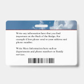 Badge Carte d'identité de l'employé du pompier Carte d'i (Arrière)