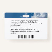 Badge Carte d'identité de l'employé du pompier Carte d'i (Dos)