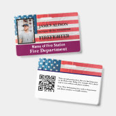 Badge Carte d'identité de l'employé du pompier de code Q (Recto et verso)