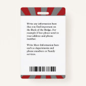 Badge Carte d'identité de l'employé du pompier Logo phot (Dos)