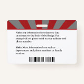 Badge Carte d'identité de l'employé du pompier Logo phot (Dos)