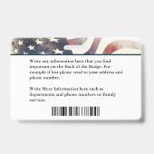 Badge Carte d'identité de l'employé du pompier personnal (Dos)