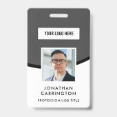 Badge Carte d'identité de l'employé gris Logo Photo Code (Avant)