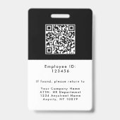 Badge Carte d'identité de l'employé noir (Back)