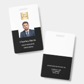 Badge carte d'identité de l'employé noir sécurité de l'e (Avant & arrière)
