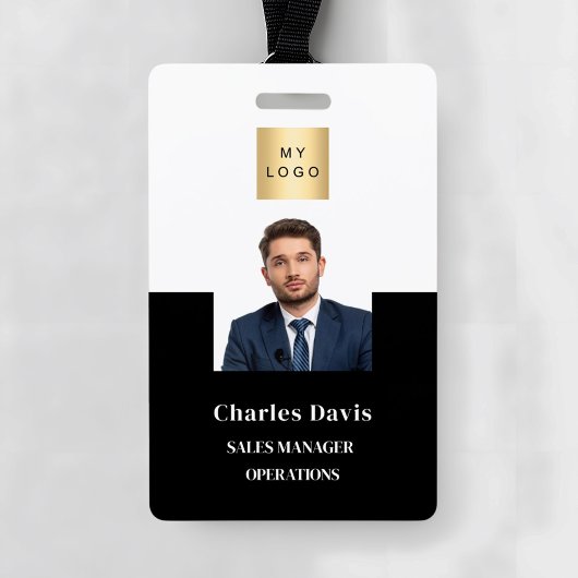 Badge carte d'identité de l'employé noir sécurité de l'e