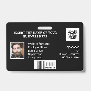 Badge Carte d'identité de l'employé PERSONNALISÉ code